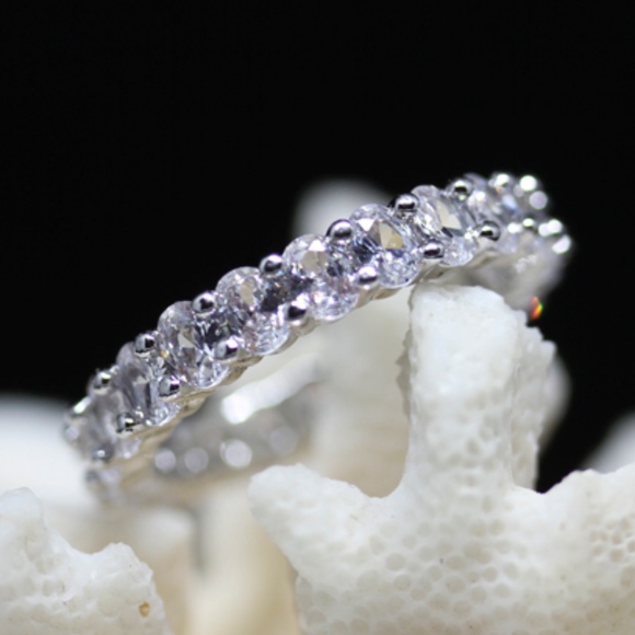 14kt Gold Dipped Tri Shape White Topaz Rings Set - Picture 8 of 8